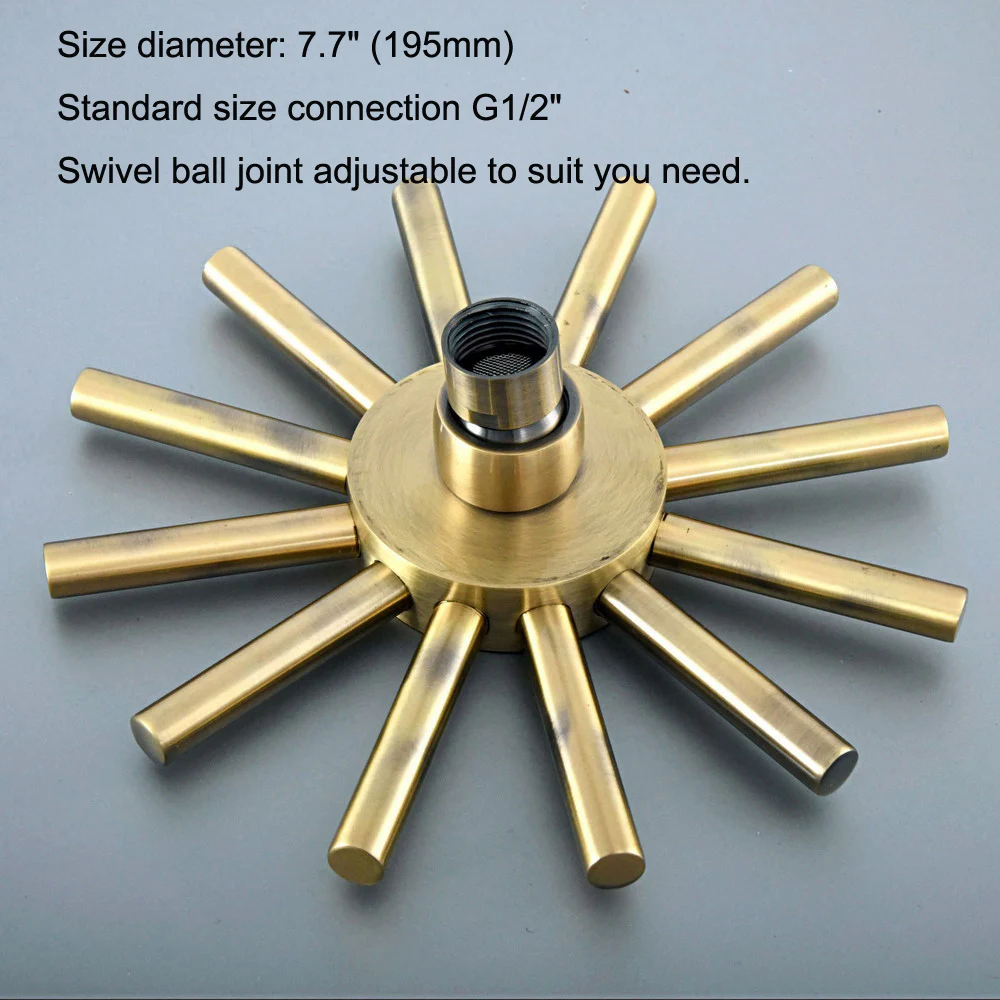 Antique Bronze Sun Style Bathroom Rain Shower Head Rainfall 7.7 Inch Bath Shower Top Sprayer Rainfall Shower zsh253