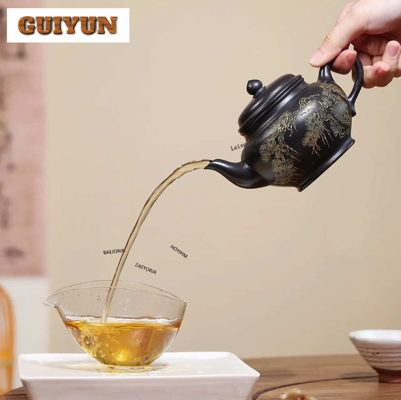 350ml Vintage Yixing Purple Clay Teapots Handmade Laughing Sakura Pot Raw Ore Stone Yellow Mud Kettle Chinese Zisha Tea Set