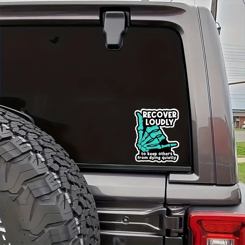 

2pcs Addiction Recovery Stickers - "Get Well Out Loud" Cyan Ribbon Decals (Christmas Edition)