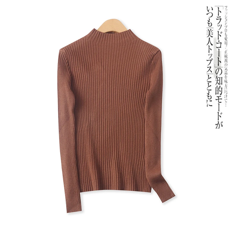 Slim Fit f High Ne Long Sve Knitted Sweater Autumn New Sle Women's Versatile Base Layer 8022 Striped Knitwear