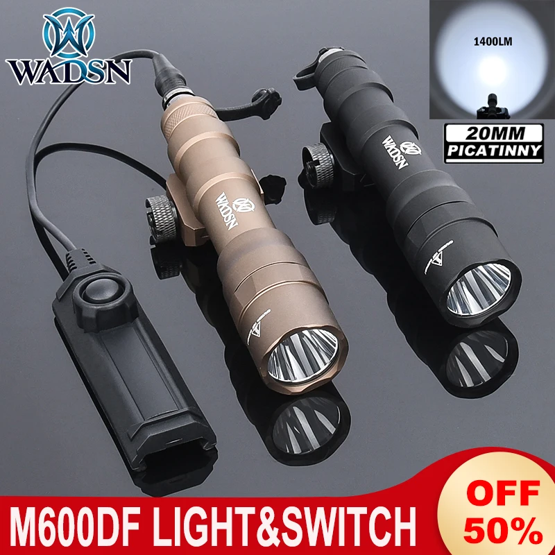 WADSN M600DF Flashlight Set M600df 1400Lumens Powerful LED Hunting Weapon Scout Light Dual Pressure Switch Dual Function Button