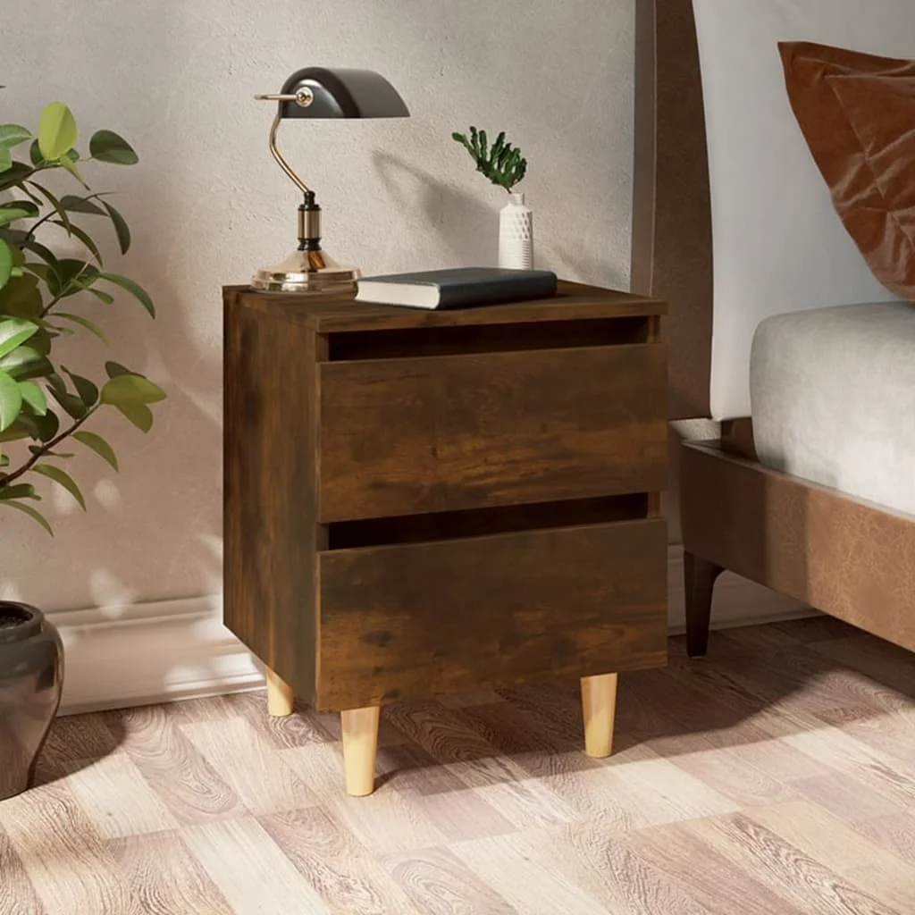 SUNG-LL bedside Table with wooden legs smoked oak 40x35x50cm