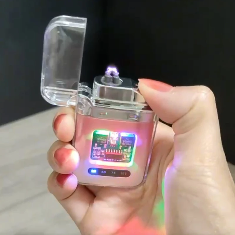USB Rechargeable Electronic Lighter Windproof Flameless LED Smart Dual Arc Portable Outdoor Survival Cigarette Lighter Gift Tool