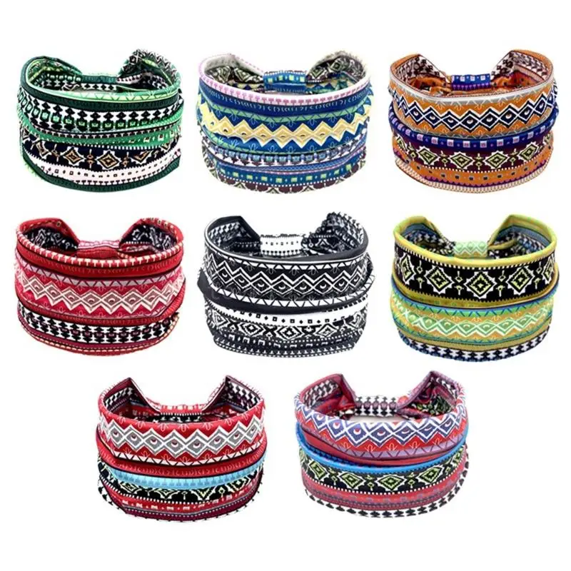 

Stretchy Headband for Women Sports Ethnic Hairband Nonslip Workout Headbands