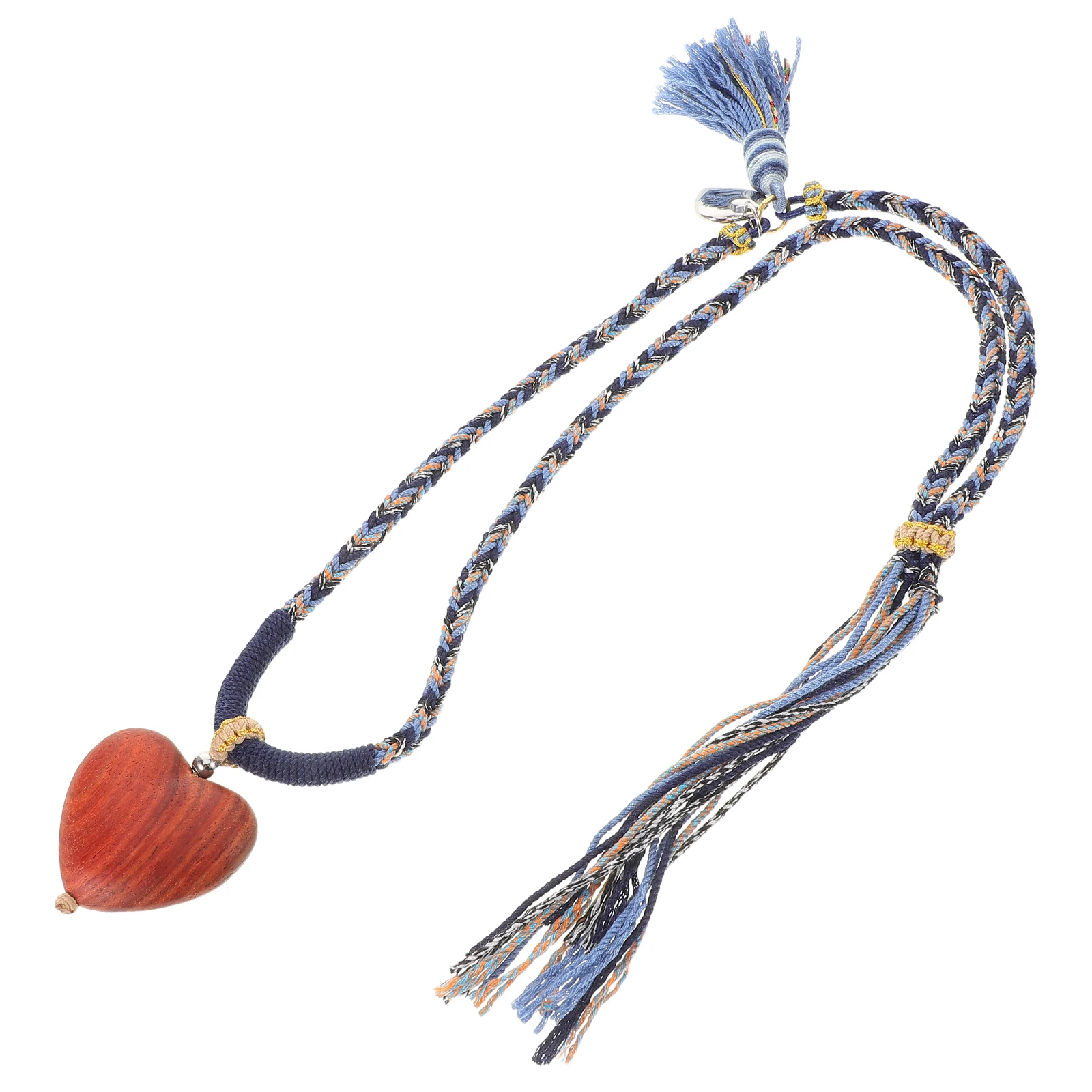 

Heart Necklace Double Necklaces for Women Dressy Party Jewelry Accessories Cord with Pendant Wood Chain