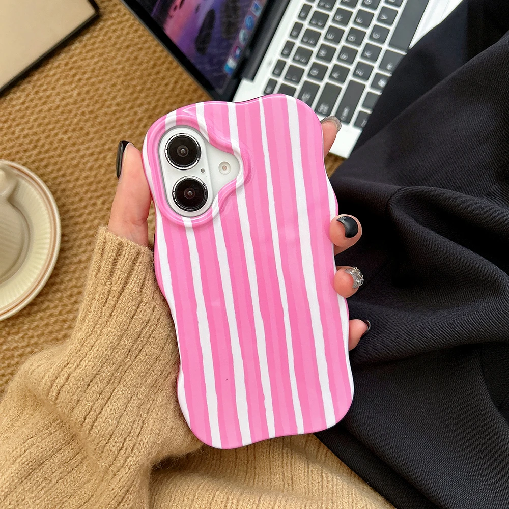 Luxuriöse 2-in-1 Glänzende Zweifarbige Wellenstreifen-Hülle für iPhone 13 14 15 16 17 18 Pro Max mit Farbkollisions-Design und Stoßfestem Schutz – Detail 12