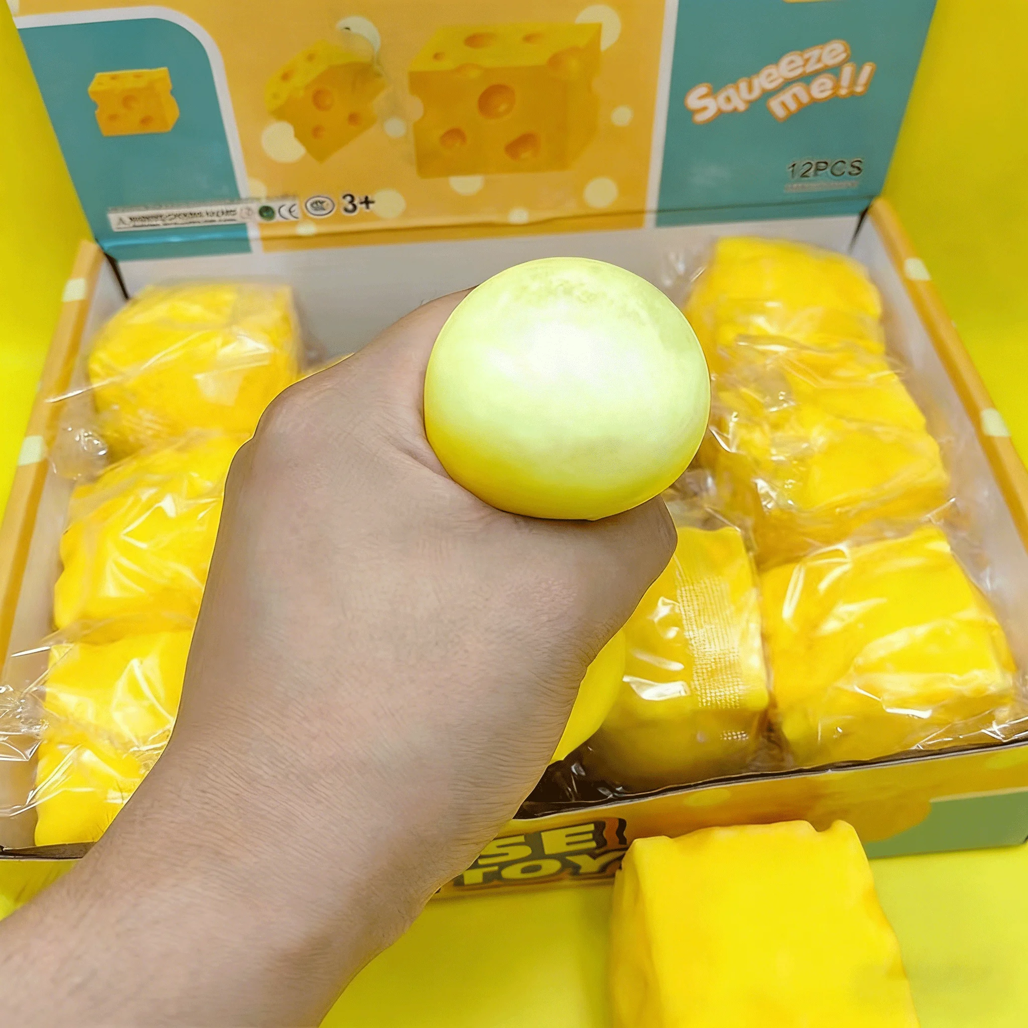Portable Cheese Squeeze Toy Fidget Stress Relief Squishy Ball Slow Rebound for Desk Decor Decompression Toy for Kids Adults Gift image 2