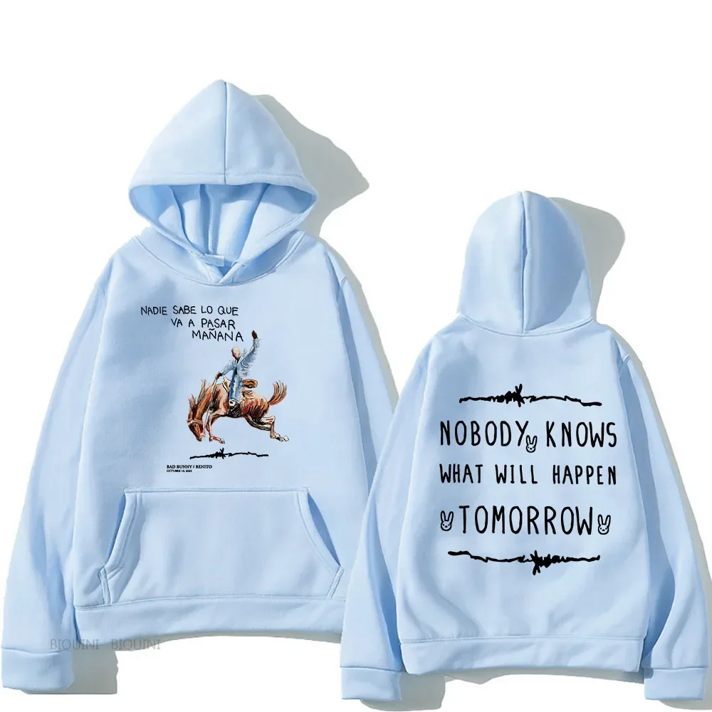 Bad Bunny Hoodies New Album Nadie Sabe Lo Que Va Pasar Manana Sweatshirts Men/Women Comfortable Pullovers Casual Autumn Clothing