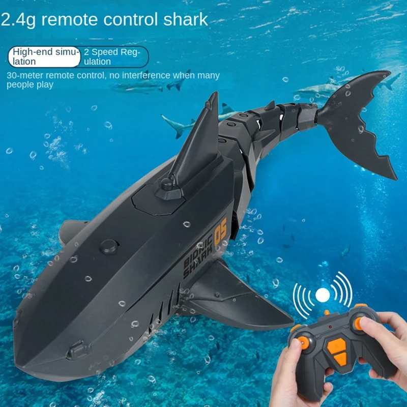 Smart Remote Control Fish Children's Swimming Pool Beach Bath Toys Simulation Remote Control Mechanical Fish Robot Durable Black