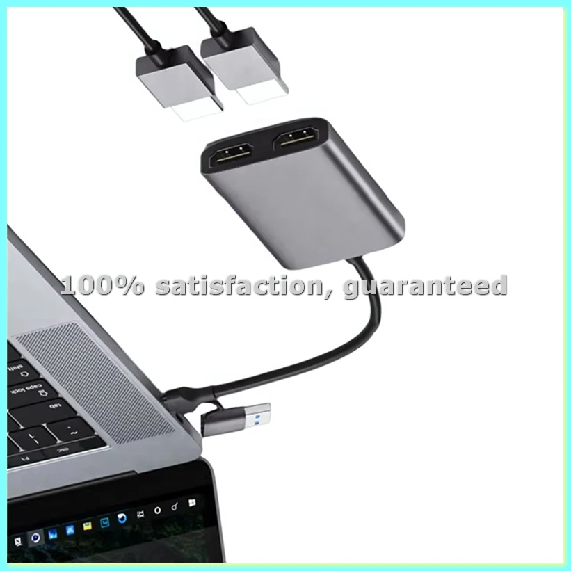 

USB 3.0/Type-C адаптер для двух 1080P 60Гц HD-дисплеев, 2-портовый расширитель экрана для M1 M2 MACOS V10.15 10-ABFT
