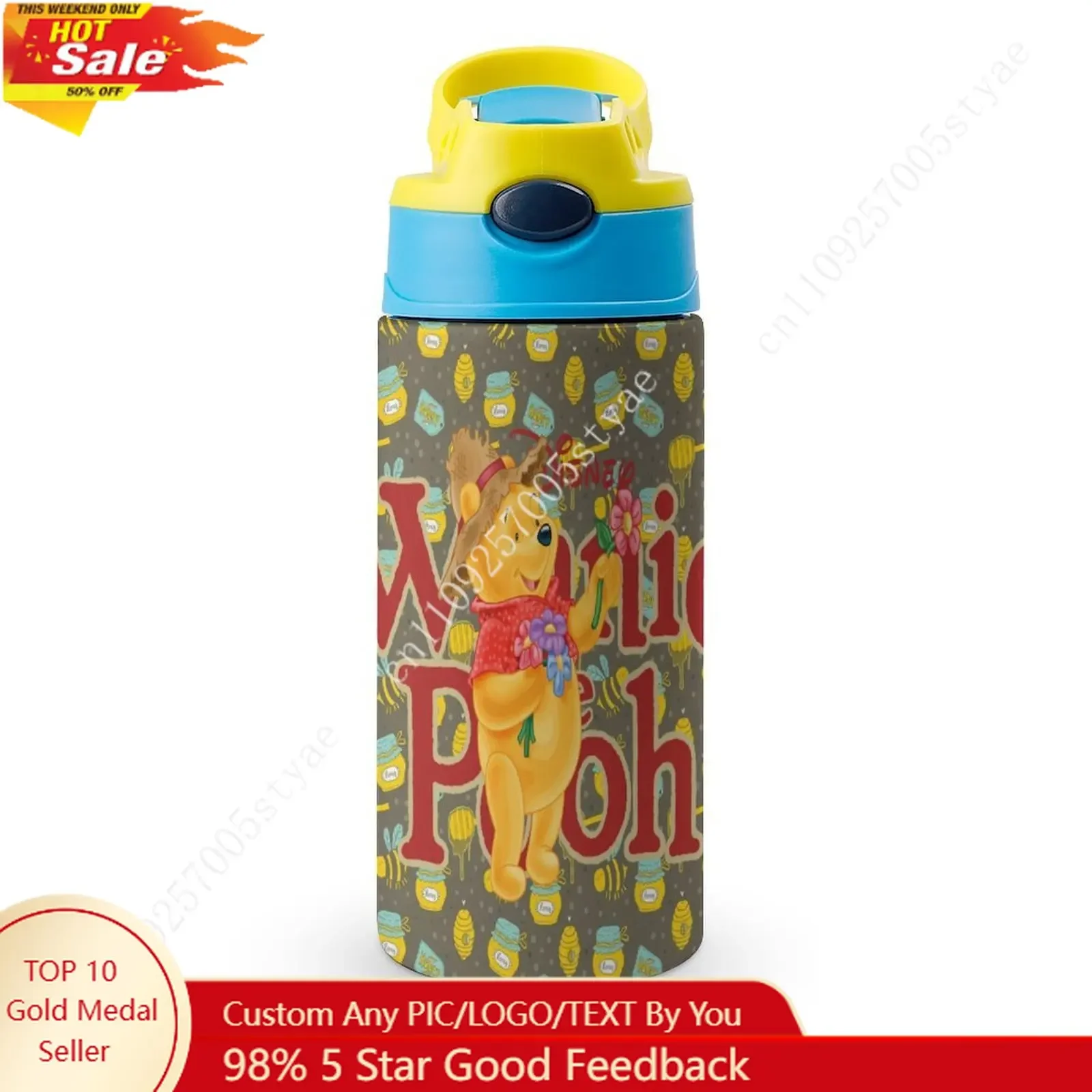 

Winnie the Pooh Insulated Bottle Disney Cartoon Custom Your Photo Logo Text DIY Design Birthday Holiday Gift Thermos Bottle