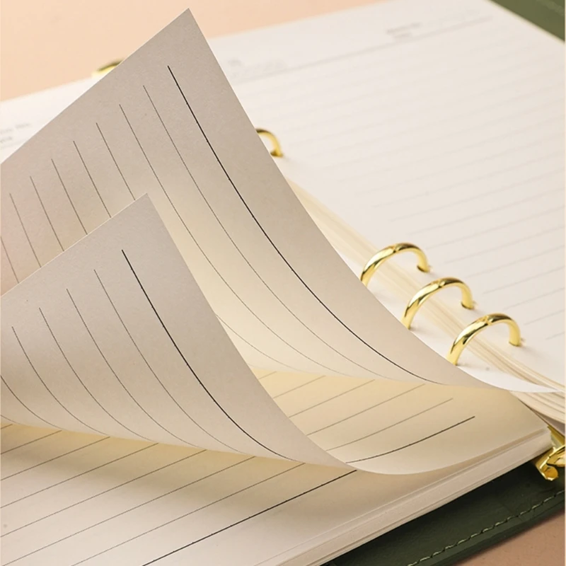 Многоразовый блокнот для журналов с отделением для ручки и держателем для карт, 6 колец, кожаный блокнот с переплетом, 200 на