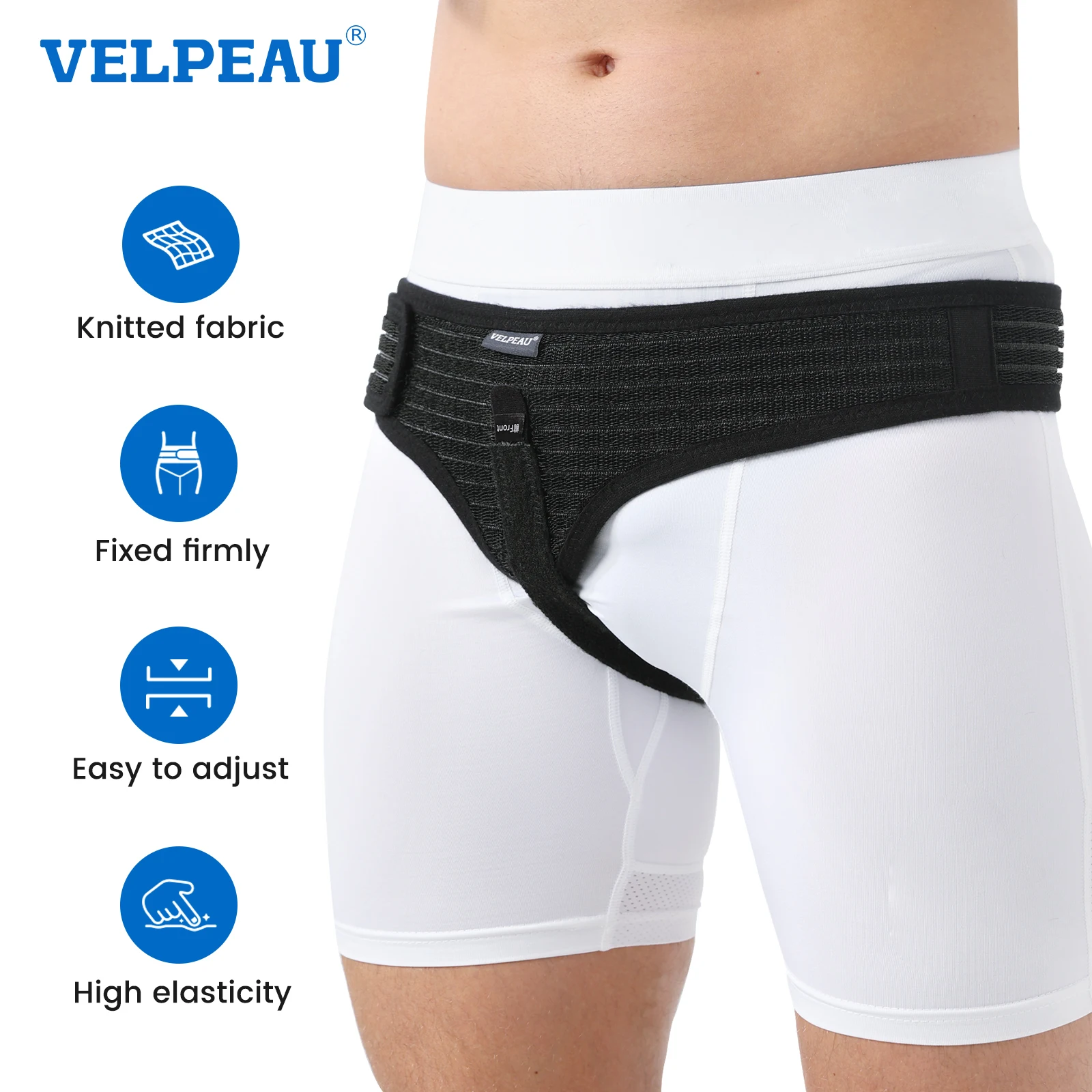 VELPEAU Hernia Belt Truss for Single Inguinal and Pain Relief Sport Hernia Support Adjustable Recovery Strap for Men and Women