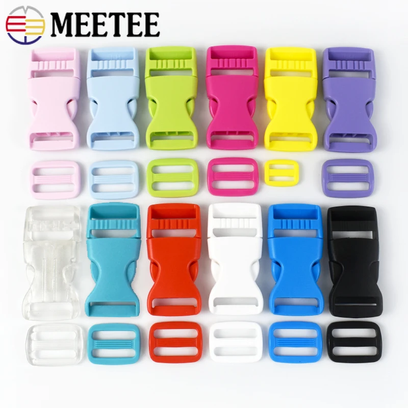 

5/10/20Sets 15/20/25mm Plastic Bag Buckle Hooks Strap Release Closure Clasp Pet Collar Belt Tri-Glide Slider Hook Ring Accessory