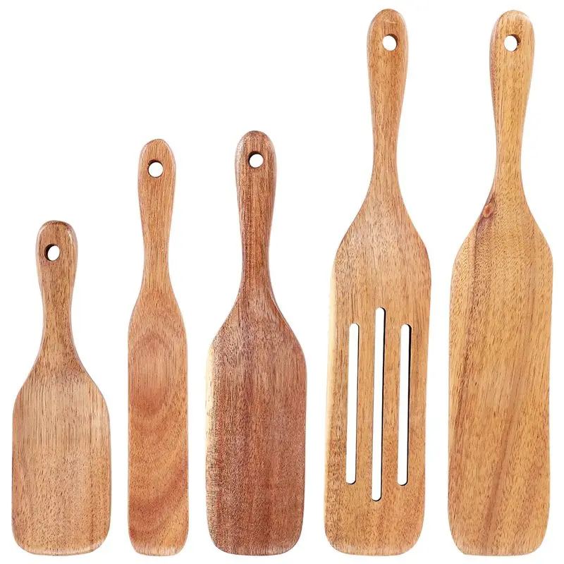 ABJO-Handmade Premium Wooden Spurtle Set Spurtles Kitchen Tools Heat Resistant Non Stick Scottish Spurtle Set Spatula