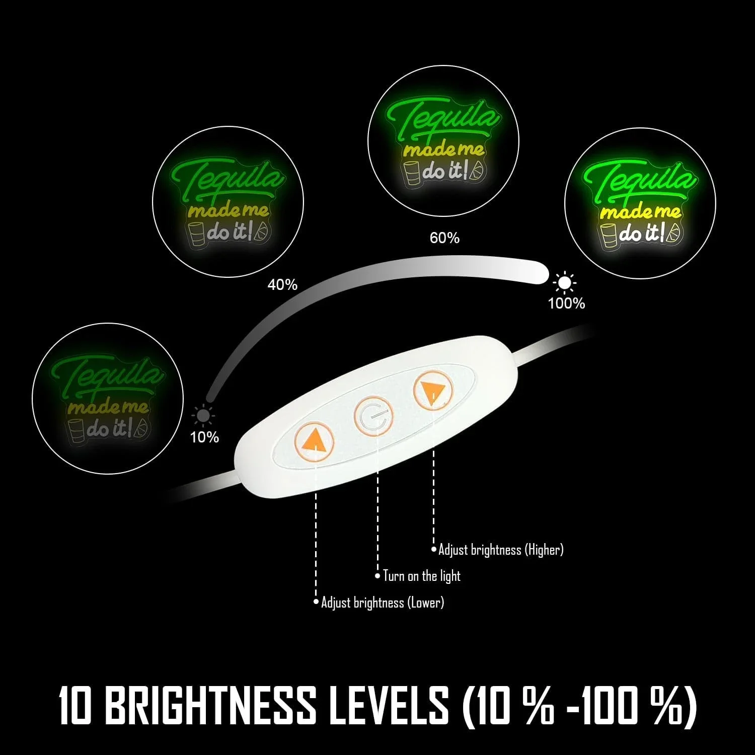 Tequila Made Me Do It Neon Sign LED Wall Art Green Yellow White Glass Bottle Slice USB Powered Dimmable Acrylic Lamp Bar Decor
