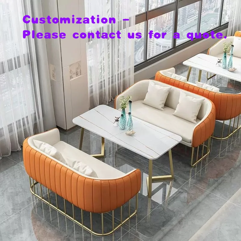 custom.Direct Selling Restaurant Furniture Modern Luxury Dining Table Set Leather Visitor Hotel Chair Metal Leg Round Dining Tab