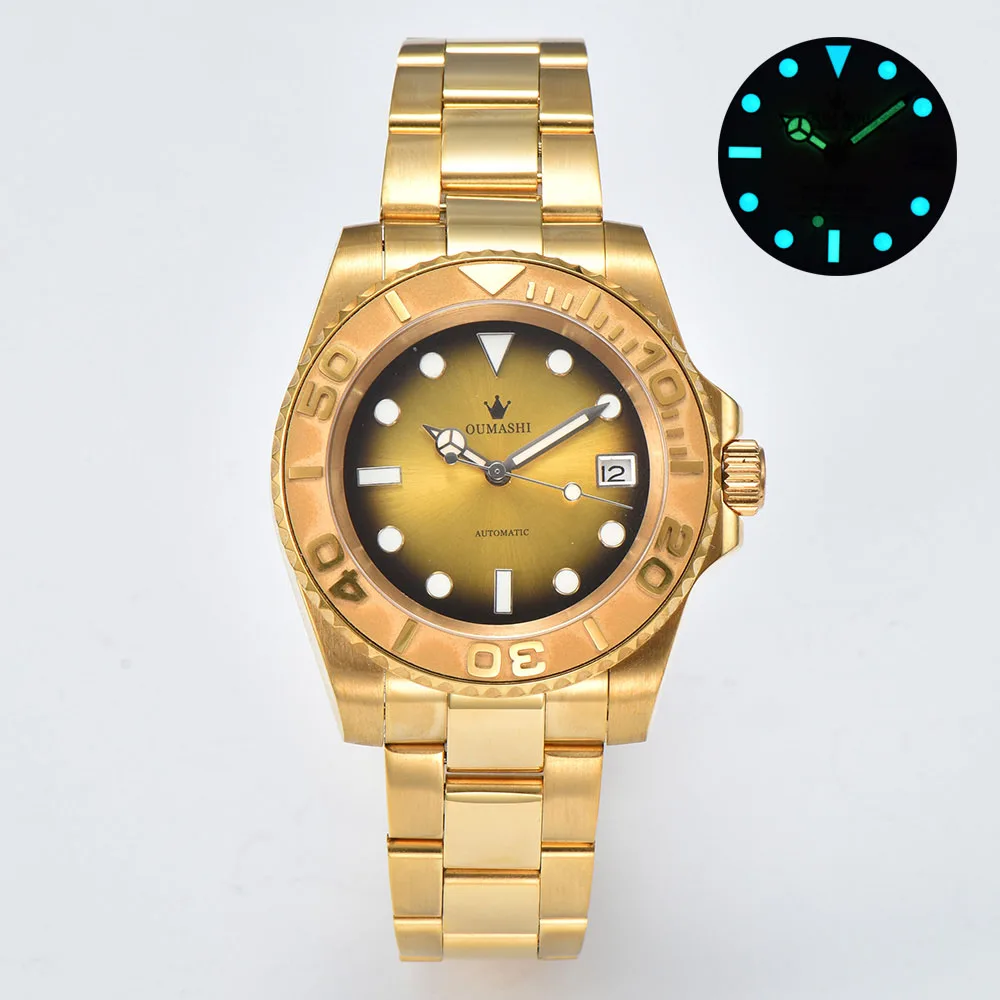 Reloj automático NH35 de lujo para hombre de 40mm con caja de oro rosa movimiento automático japonés genuino NH35/NH70 puede personalizar el logotipo
