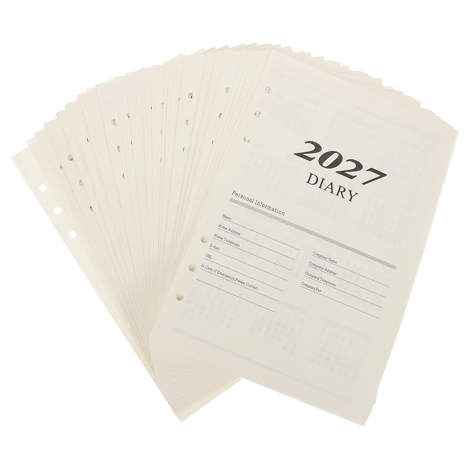 1Set Planner Refill Daily Weekly Monthly 2027 Monthly Calendar Inserts A5 6-Ring Loose Leaf Journal Pages Refillable Planner