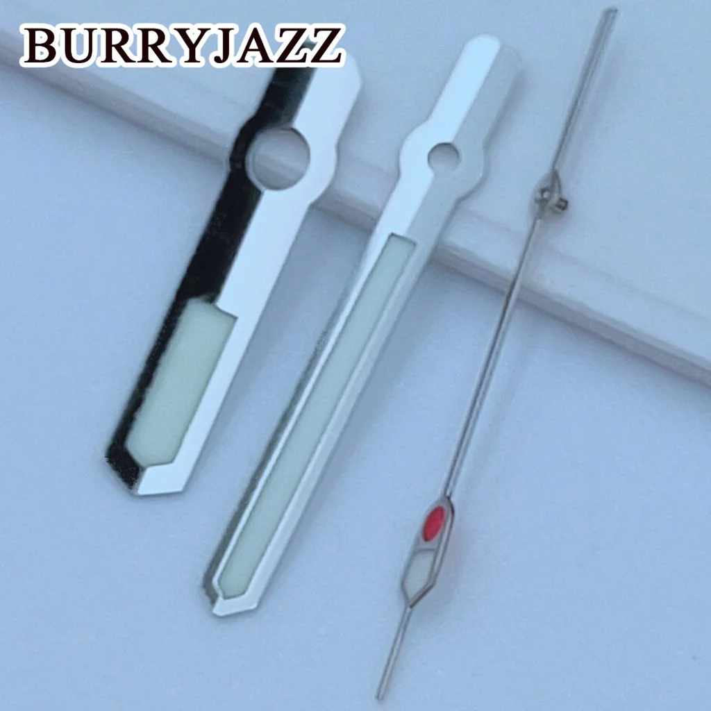 BURRYJAZZ NH35 NH36 NH38 7S26 7S36 4R35 4R36 Watch Hands Silver Gun Hands Green Luminous