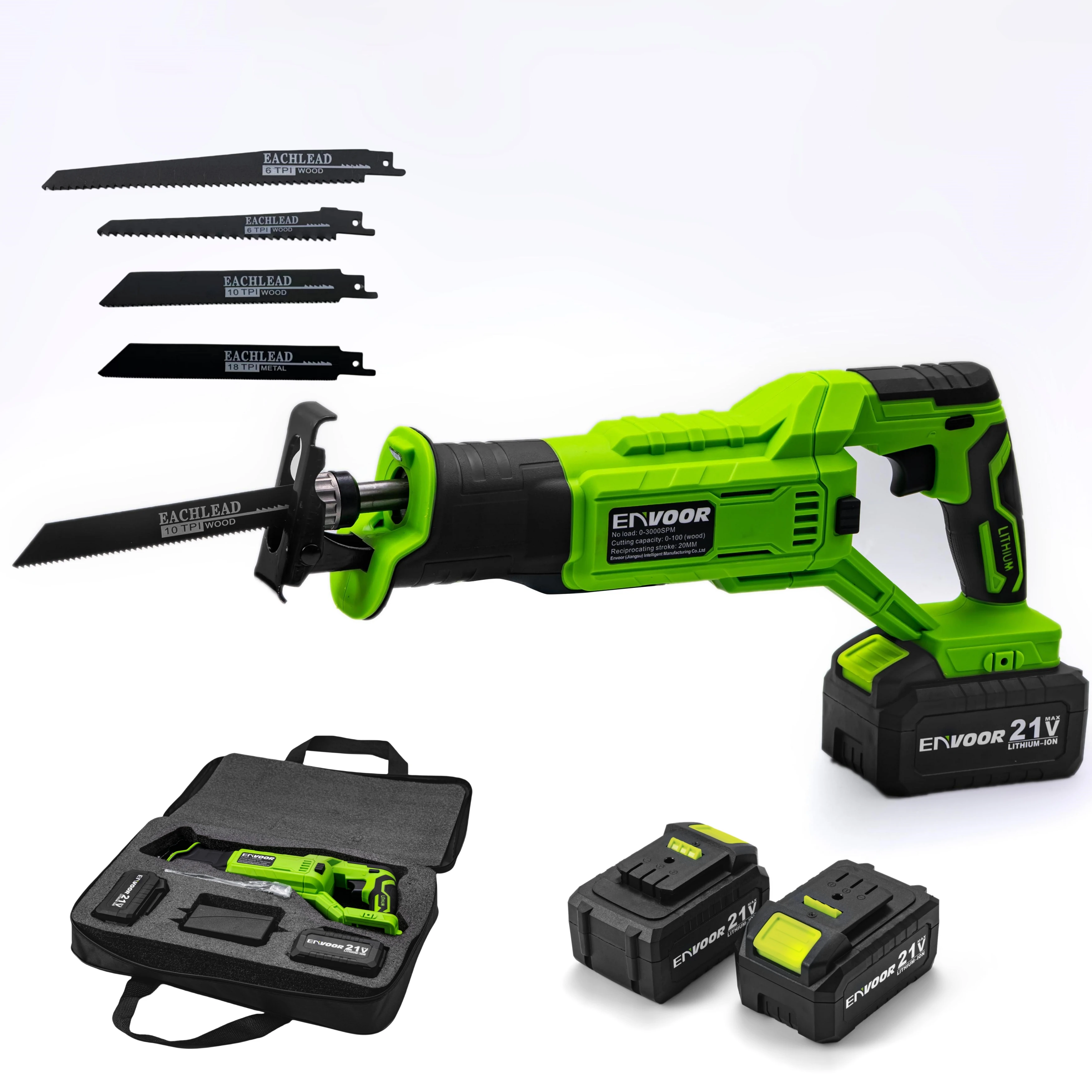 Professional Lithium Battery 21V Cordless Saber Electric Reciprocating Saw for Wood