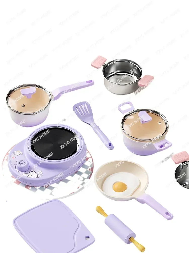 

Mini Small Kitchen Cooking Full Set Children Cooking Kitchenware Real Version Cooking Girl Birthday Gift Suit