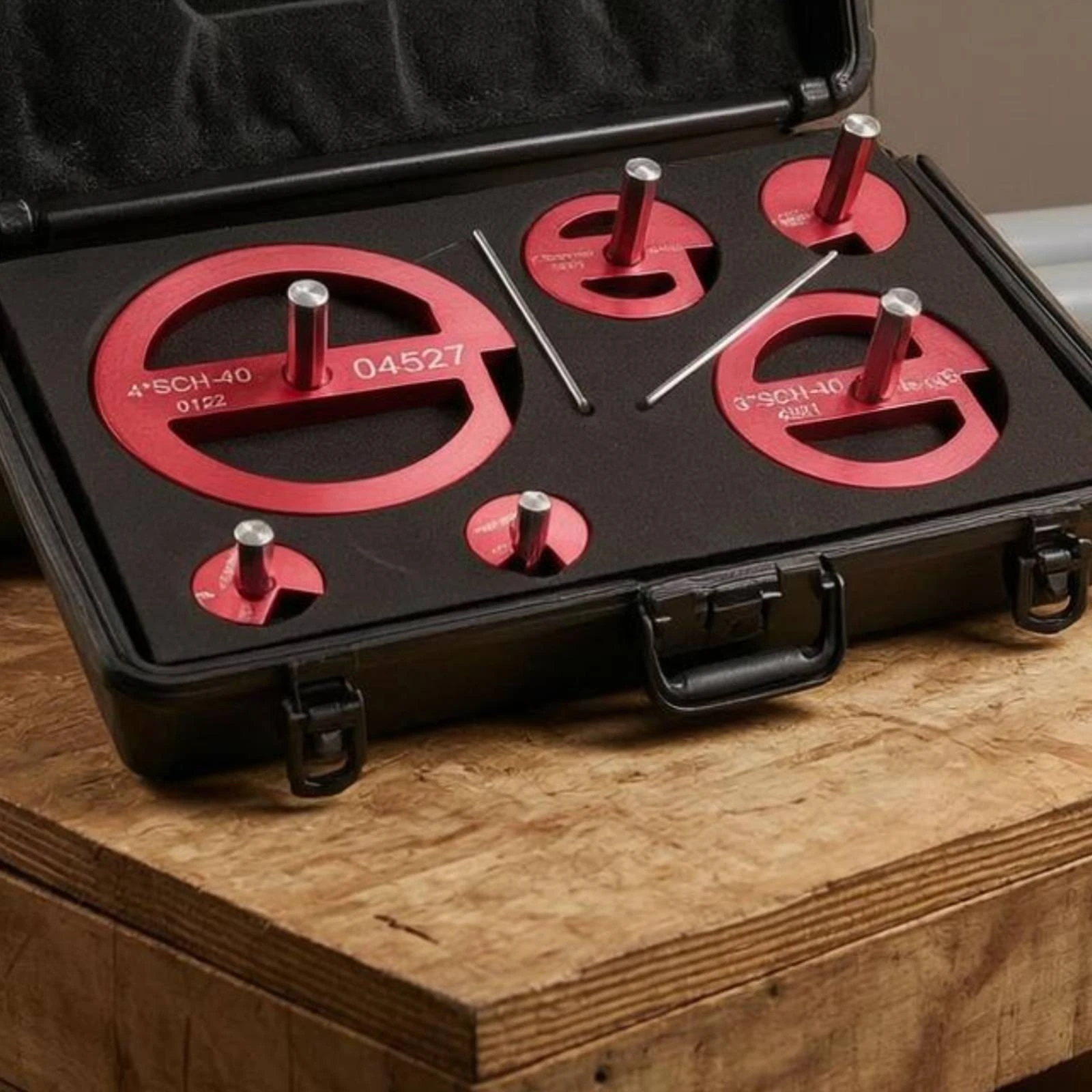6 Pieces PVC Pipe Reamer Kit Anodized Pink Hard Case Reamer Kit Socket Saver Hex Key Plumbing Tool Even Reaming
