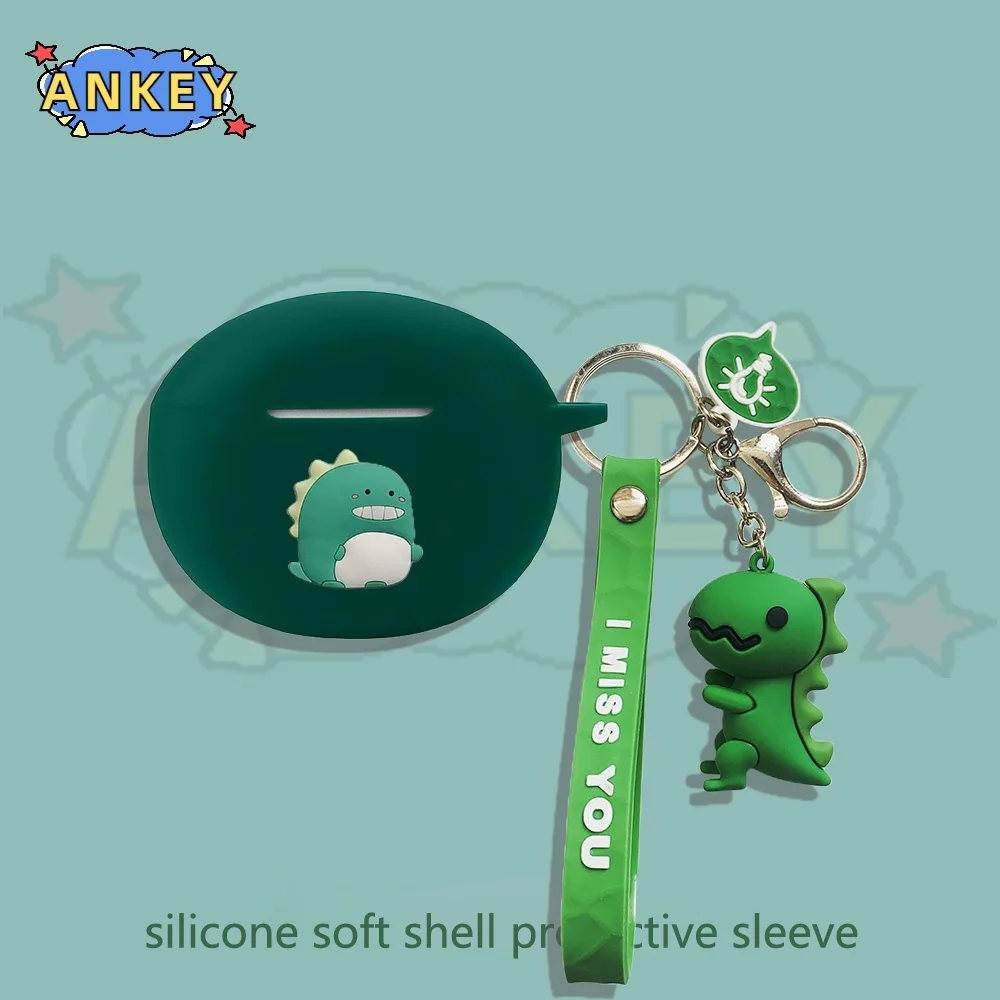 Edifier X5 Pro için kılıf Silikon Kapak Yeşil Dinozor Kulakiçi Yumuşak Koruyucu Kulaklık Kulaklık Cilt