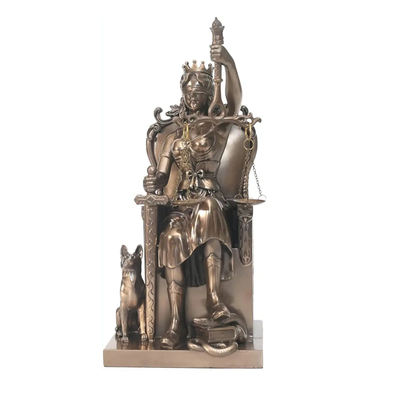 The Lady Justice Statue -Greek Roman Goddess of Justice-Crown and Throne Goddess-11inch Collectible Figurine Statue