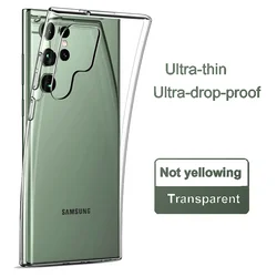 Ultra Thin slim Clear Silicone Crystal Case For Samsung Galaxy S22 S21 S23 S24 FE Soft Solid Color Transparent shockproof Case