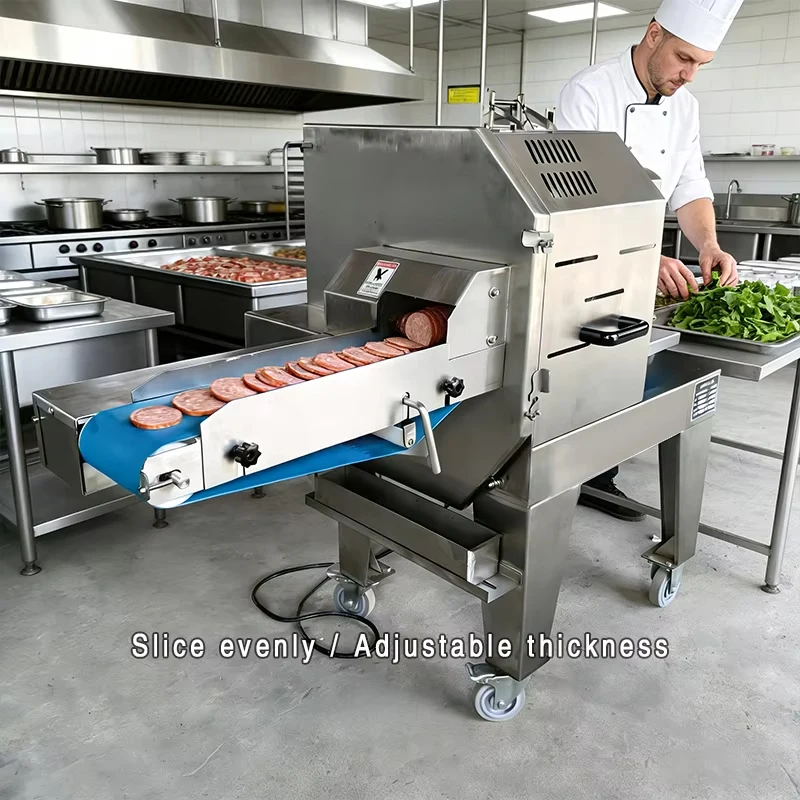 Industrial Commercial Restaurant Bacon Beef Cooked Meat Cutter Cutting Slicing Machine Meat Slicer