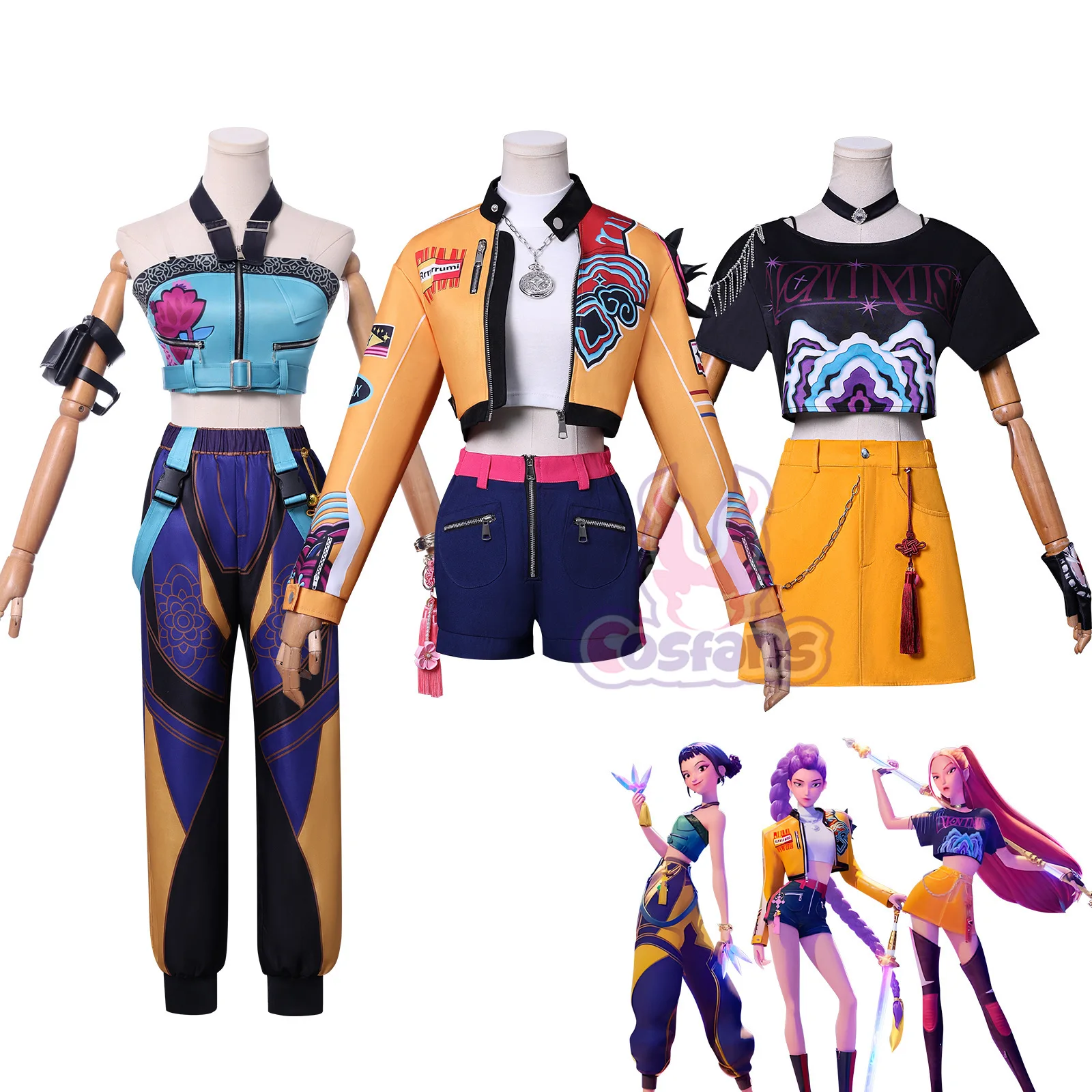 

K-Pop Girl Group Rumi Zoey Косплей Аниме Devil Hunters Mira Костюм Пальто Юбки Аксессуары Комплект Хэллоуин Вечеринка Наряд для Женщин