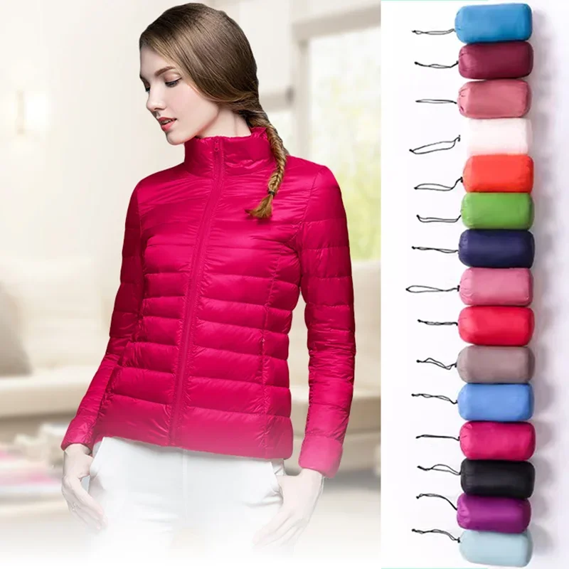 Frauen Neue Winter Mantel Licht Unten Jacke Weiße Ente Unten Jacke Langarm Warme Mantel Parka Weibliche Feste Tragbare Oberbekleidung