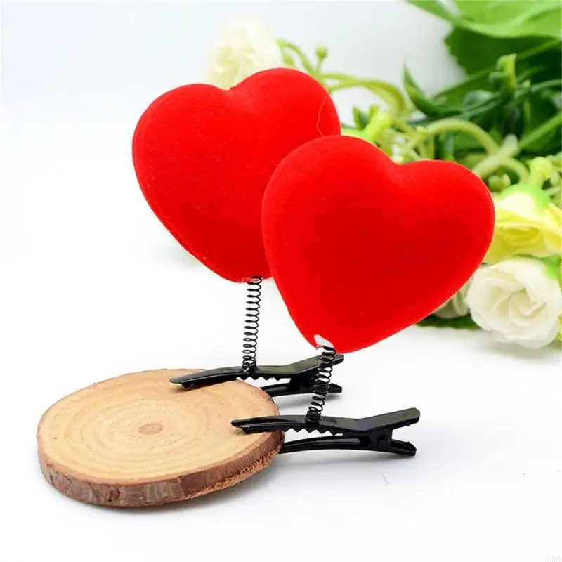 652F 3D Love Heart Hair Clip Plush Duckbill Clip Side Hairpin Valentines Day Festival Theme Hair Pin All Age Hair Decoration - Image 5