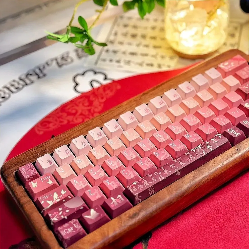 

PBT Material, Small Full Set of Cherry Retro, Keycaps, Acacia Red Beans, Keycaps for Mechanical Keyboards