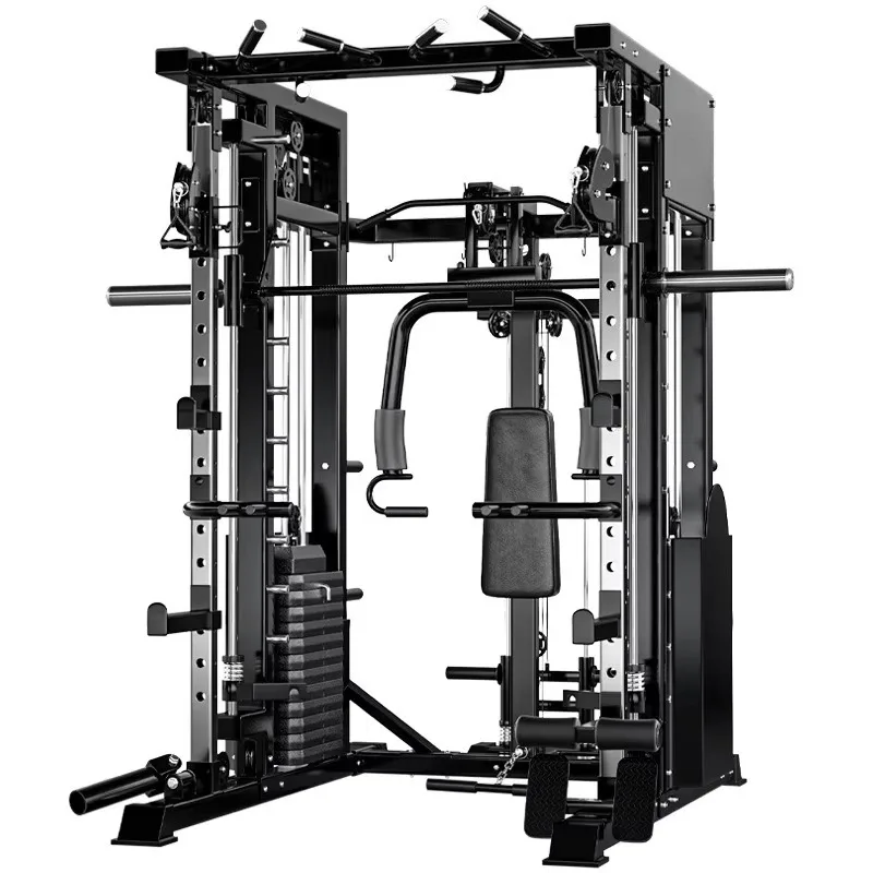 Multifunctional Smith Machine Household Power Rack Cable Crossover Trainer for Squat Bench Press Weight Lifting Muscle Workout