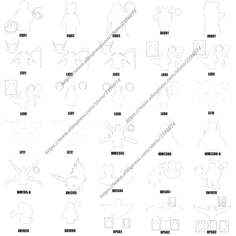 Figuras de acción de 1 piezas, bloques de construcción, serie CQ01, CQ02, CQ03, DL001, D067, LE01, LE02, LE03, LE04, LE05, LE06, LE07, LE08, LE09, LE10, LE11