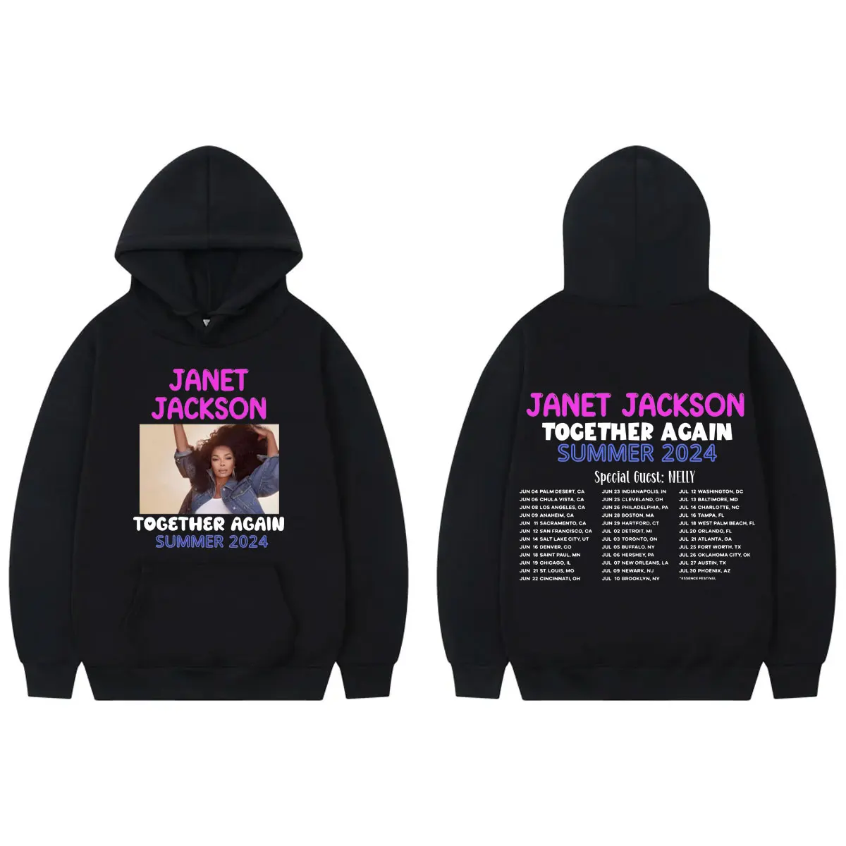 Janet Jackson Tour 2024 Hoodie Fashion Rock Oversized Streetwear Pullovers Men Women Casual Loose Long Sleeve Hooded Sweatshirts