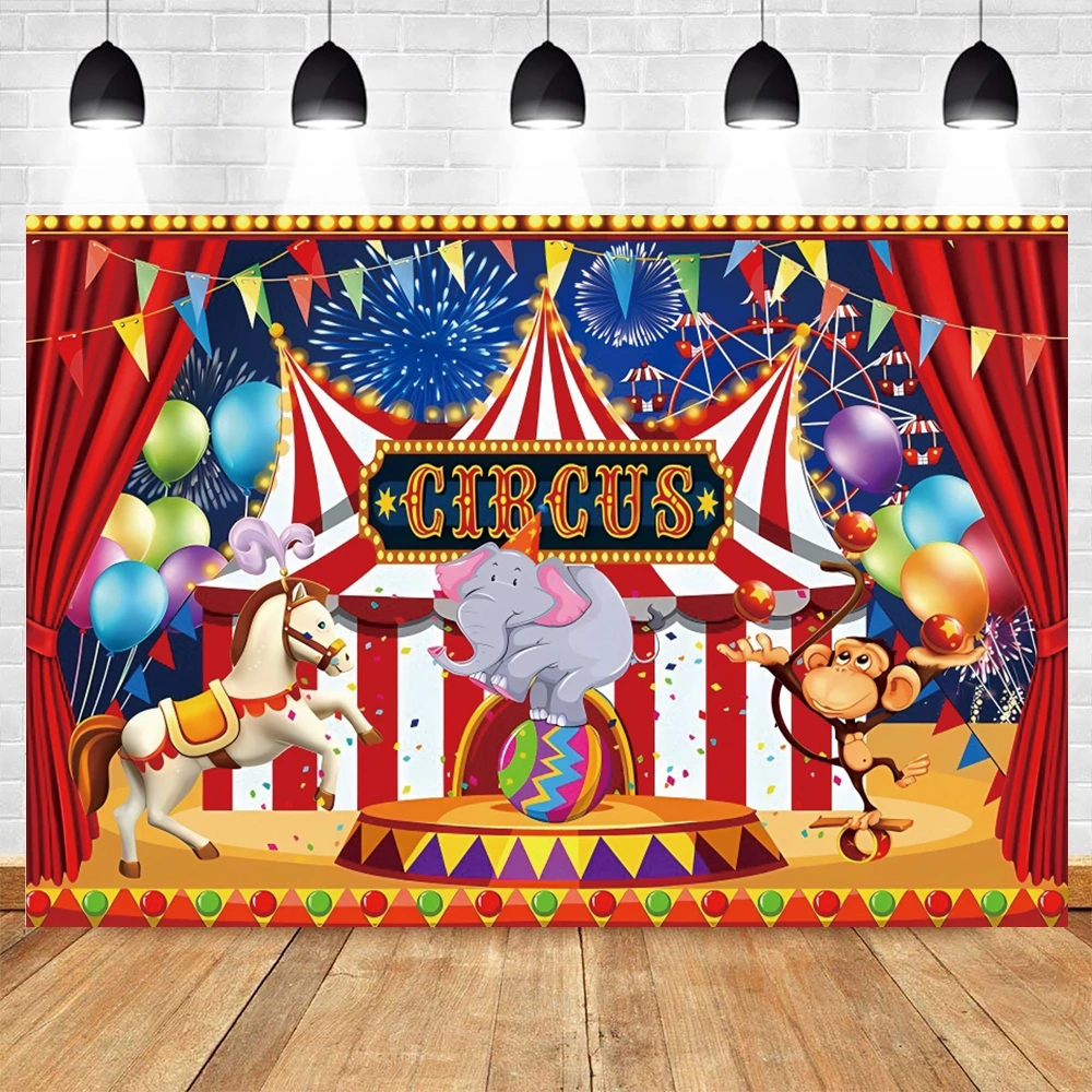 Fondo de tienda de circo rojo para fotografía, decoración personalizada para fiesta de cumpleaños, cartel de fondo para retrato de circo nocturno de carnaval