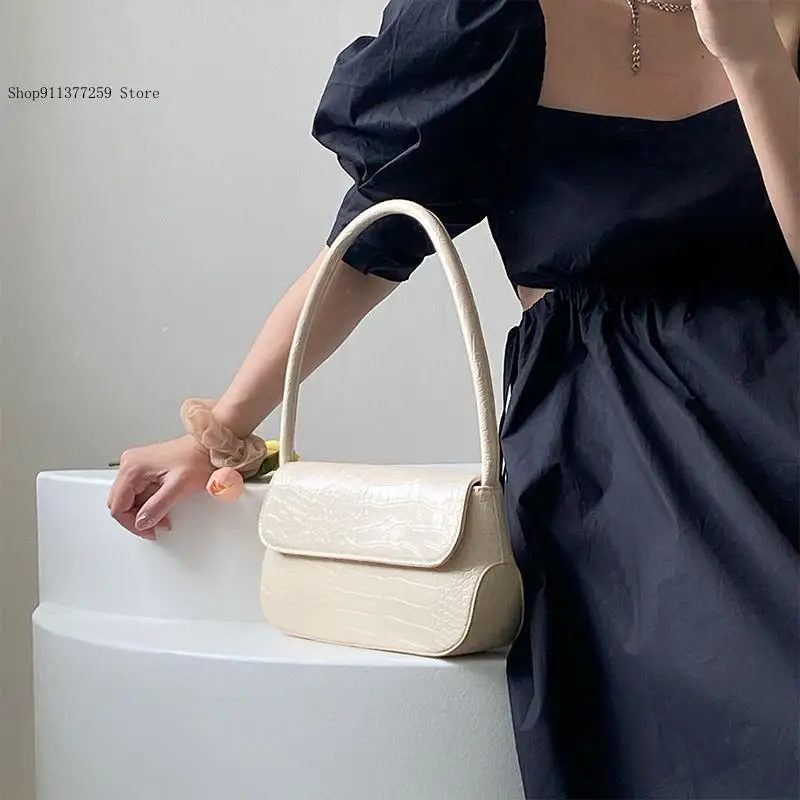 Spring and Summer Korean Version Simple and High-End Crocodile Pattern Single Shoulder Underarm Handbag