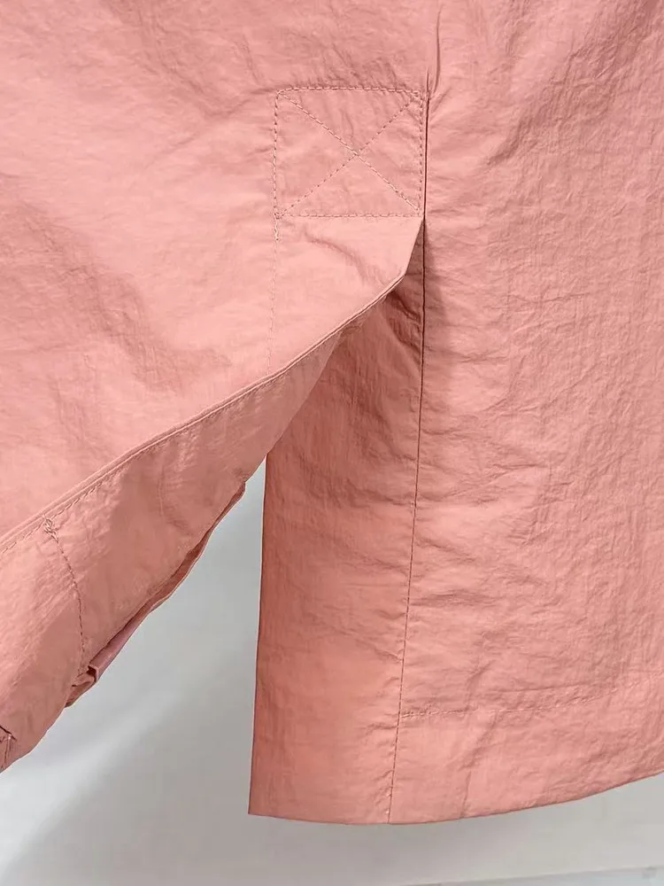 Modna, przeciwstarzeniowa, średniej długości kurtka z kapturem, wiązana w pasie, damska jesienna wiatrówka DP39, elegancka, do pracy, długa...