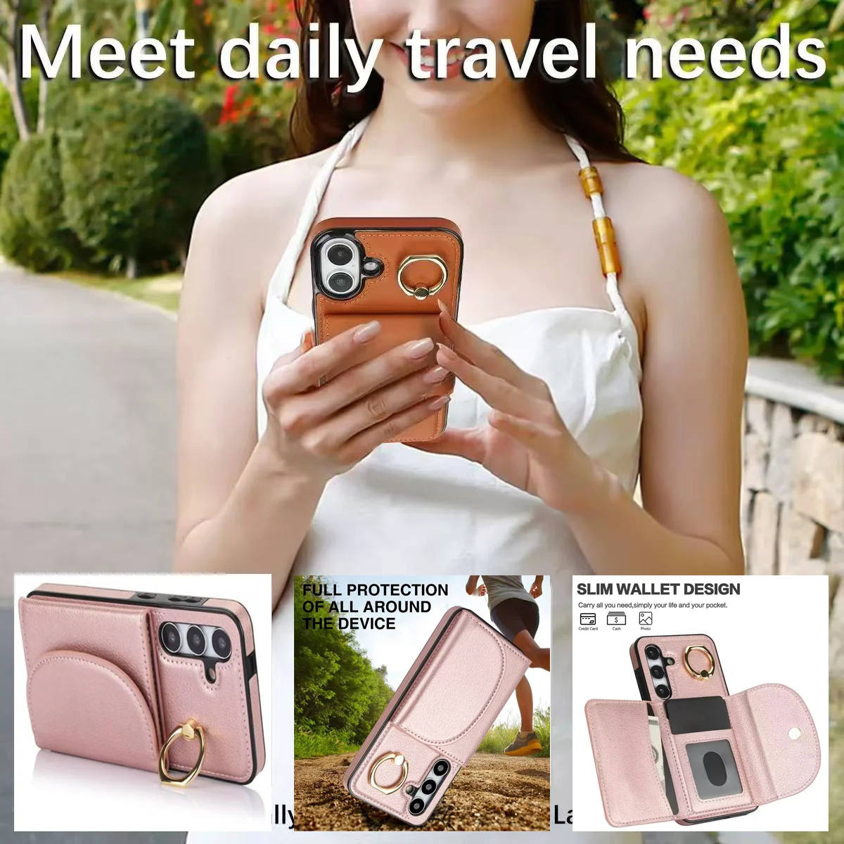 360 ° حافظة هاتف بمحفظة بحامل حلقي دوار مناسبة لهاتف سامسونج S25 Ultra، حافظة هاتف واقية مضادة للسقوط مناسبة لهاتف سامسونج جالاكسي S24 S23 S22 S21 Ultra Plus Fe، خاصة لمستخدمي سامسونج، محمولة للسفر، هدية عائلية الهالوين، هدية عيد الميلاد