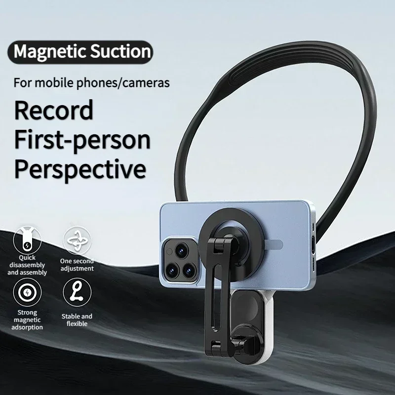 

Silicone Magnetic Quick Release Neck Mount Hold 360°Rotating Shock Absorption And Anti-Shake Sports Camera Bracket for Phone