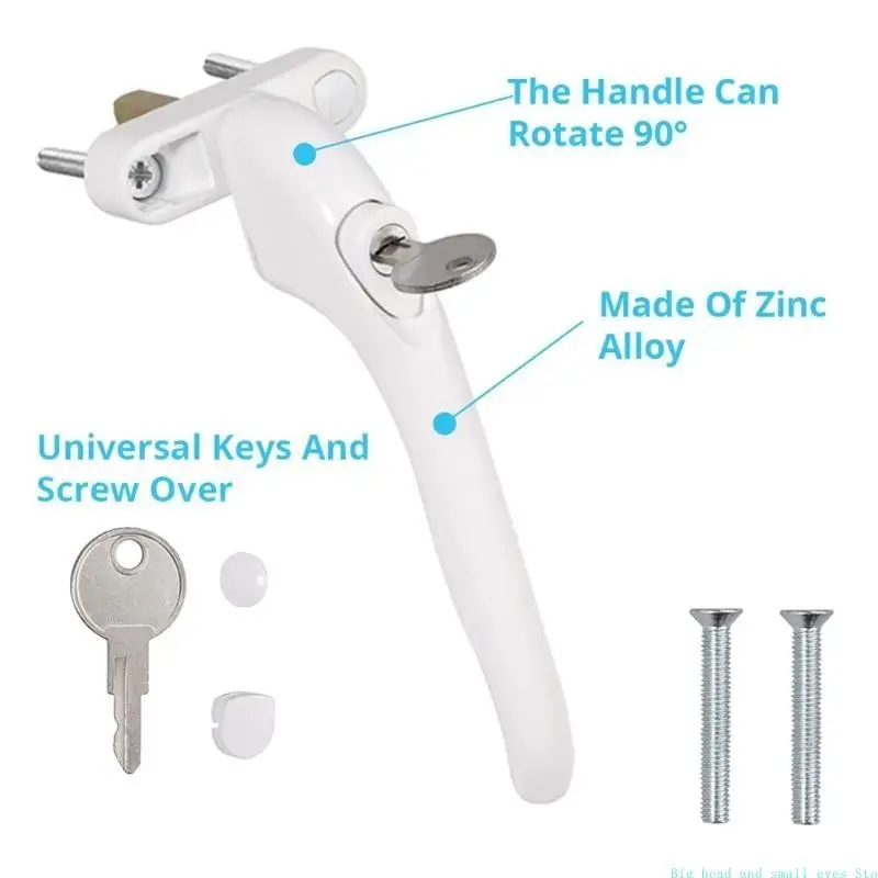 2 قطعة مقبض نافذة قابل للقفل مع مفتاح ومسامير سقيفة مقبض الباب قفل سبائك الألومنيوم قابل للقفل استبدال مقبض دائم