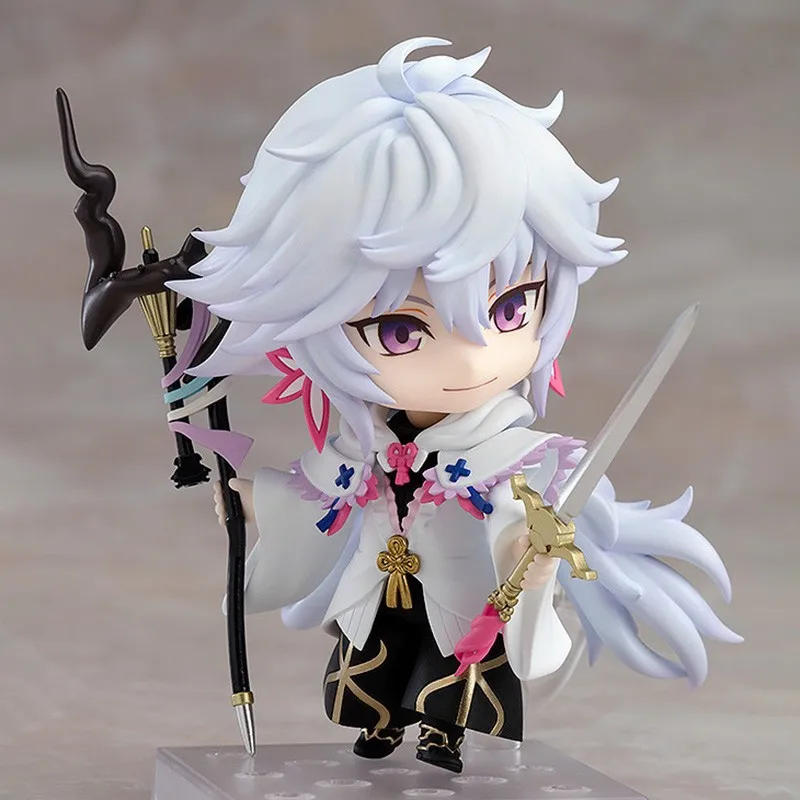 Bandai Fate Series Anime Peripheral Figurines Merlin Q-Version Fgo Figurines Flower Magician Movable Anime Game Model Ornaments