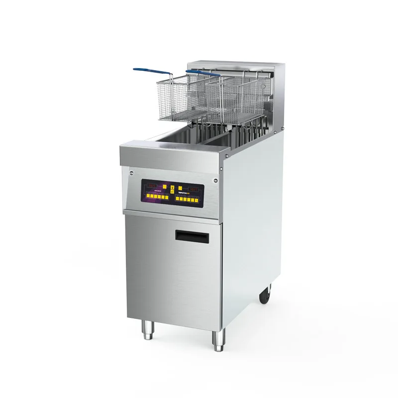 Tuoqi electric fryer commercial frying fried chicken fritters large capacity electric fryer double cylinder vertical fryer compu