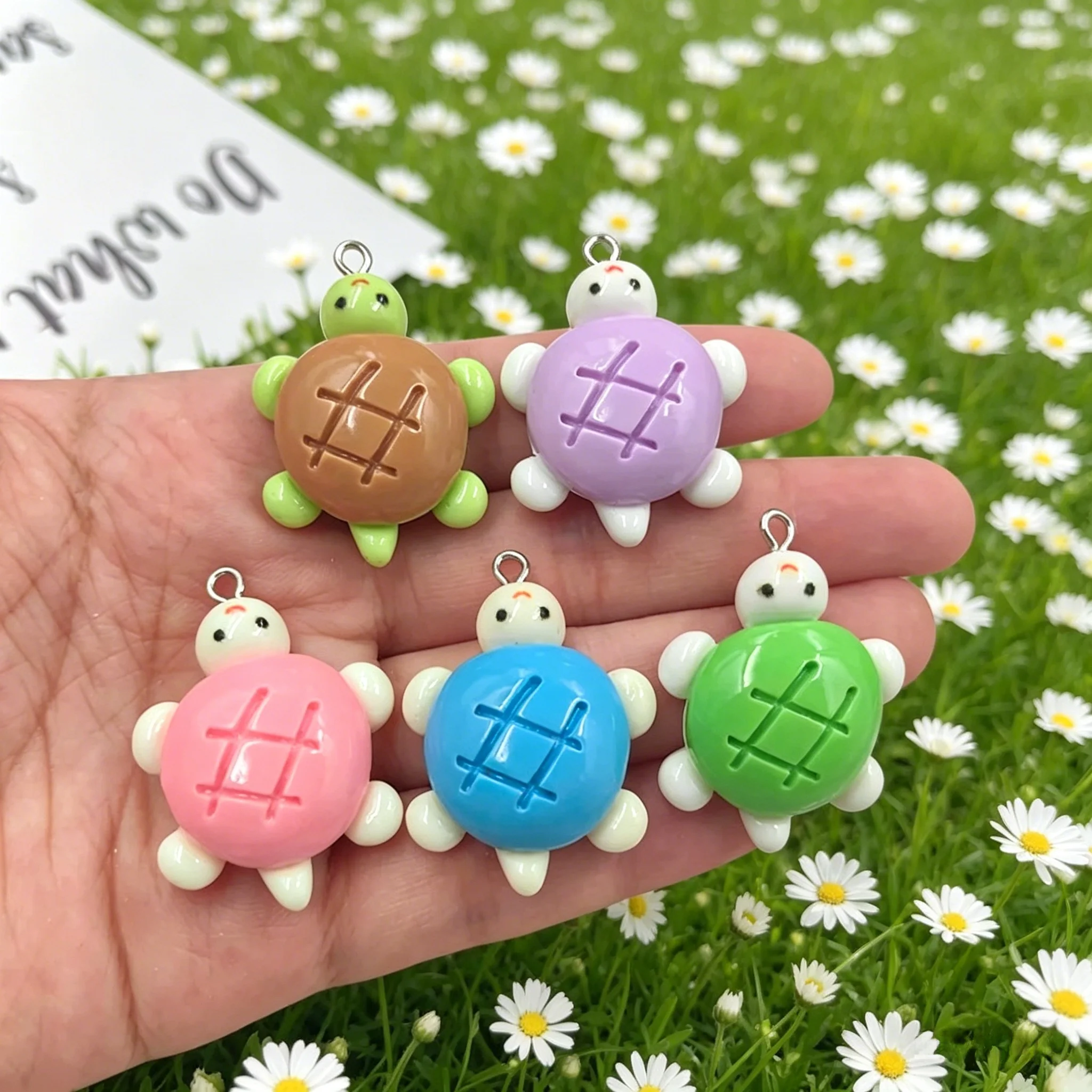 10Pcs Cute European Sea Turtle Resin Charms Bulk, Tiny Animal Pendants for DIY Keychain Handmade Jewelry Craft Making Supplies