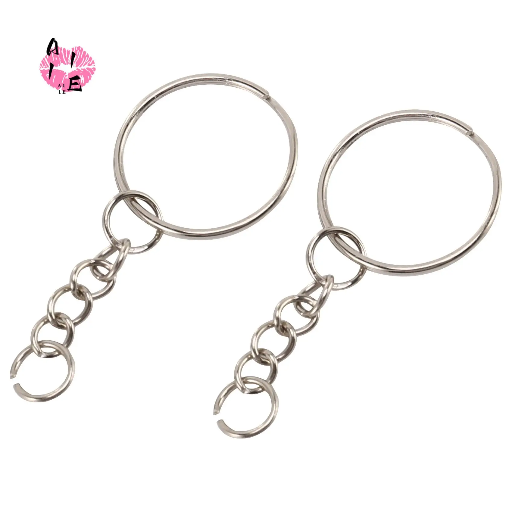 A11E-200Pcs Split Key Chain Rings With Chain Silver Key Ring And Open Jump Rings Bulk For Crafts DIY (1 Inch/25Mm)