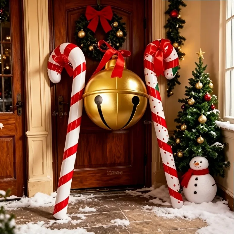 Inflatable Christmas Halloween Decorative Bell Ball Outdoor Holiday Ornament Bear Deer Horn Shaped Courtyard Sphere