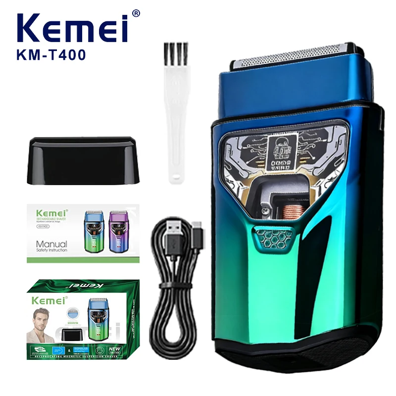 

KEMEI KM-T400 Dual Foil 9000RPM 5W Magnetic Levitation Motor LCD Display 1400mAh Men's Electric Shaver Professional Shaver